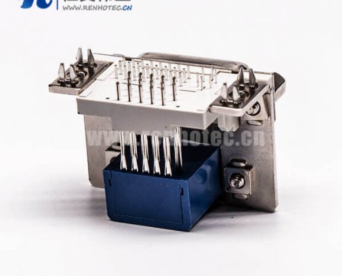 DVI接口与15针接口双胞胎蓝胶弯式母头接PCB板接插件