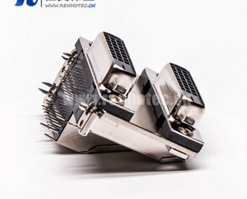 67-3 DVI24+1接插件双胞胎母头弯式鱼叉插PCB板接插件