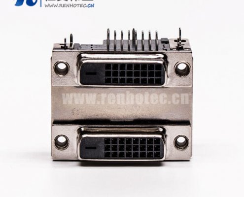 67-4 DVI24+1接插件双胞胎母头弯式鱼叉插PCB板接插件