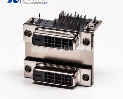 67 DVI24+1接插件双胞胎母头弯式鱼叉插PCB板接插件