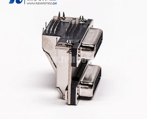 67-5 DVI24+1接插件双胞胎母头弯式鱼叉插PCB板接插件