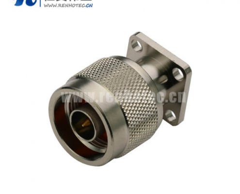 n头公头直式射频同轴接插件4孔法兰盘面板安装