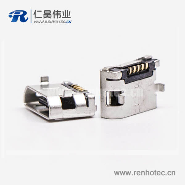 KY-MICRO-05T391-4 micro usb 5pin接口B型SMT母座DIP 6.4 平口