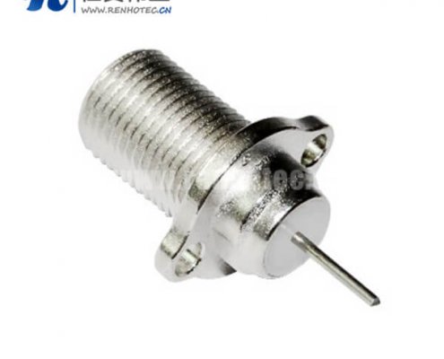 f头射频同轴接插件2孔法兰直式穿墙面板安装