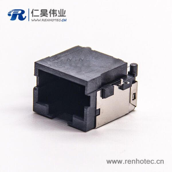 rj45母座单端口弯式8p8cSMT沉板贴板接PCB带屏蔽 rj45母座单端口弯式8p8cSMT沉板贴板接PCB带屏蔽
