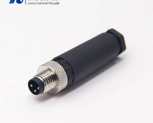 m8传感器接头锁接直式公头3pin焊线式