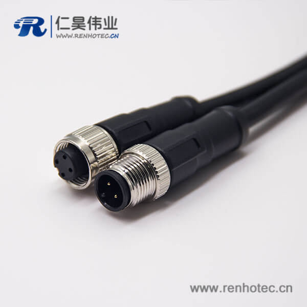 电缆接头m12四芯公对母直式注塑线 电缆接头m12四芯公对母直式注塑线