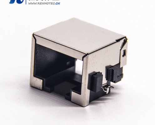 沉板rj45弯式母头SMT接PCB板不带灯