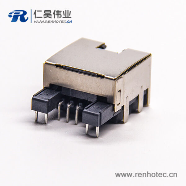rj45沉板弯式插座带屏蔽插板式接PCB板带灯 rj45沉板弯式插座带屏蔽插板式接PCB板带灯