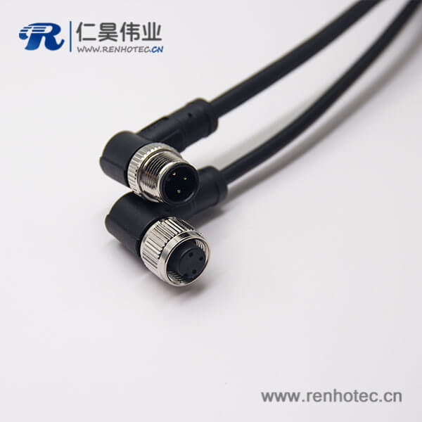 m12电缆弯母头3芯不带屏蔽工业防水接插件m12电缆弯母头3芯不带屏蔽工业防水接插件