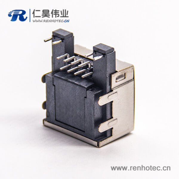 rj45沉板弯式插座带屏蔽插板式接PCB板带灯 rj45沉板弯式插座带屏蔽插板式接PCB板带灯