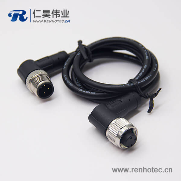 m12电缆弯母头3芯不带屏蔽工业防水接插件 m12电缆弯母头3芯不带屏蔽工业防水接插件