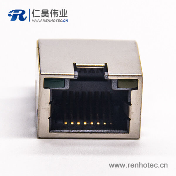 rj45沉板弯式插座带屏蔽插板式接PCB板带灯 rj45沉板弯式插座带屏蔽插板式接PCB板带灯