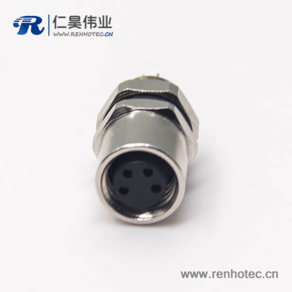 m8螺纹防水接头母头直式4孔航空防水插座后锁板焊线式 m8螺纹防水接头母头直式4孔航空防水插座后锁板焊线式