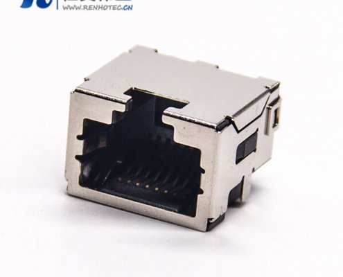 rj45网口插座屏蔽外壳弯式沉板贴PCB板单端口8p8c