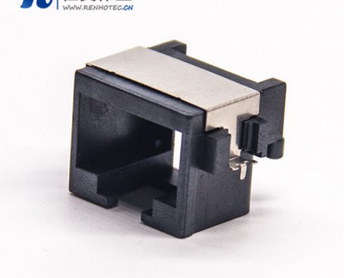 rj45网口母座8p8c弯式90度贴板黑色塑胶外壳非屏蔽