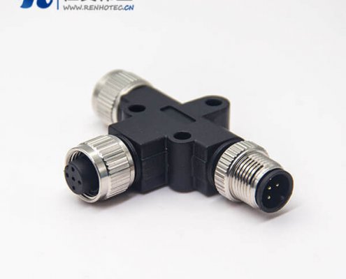 m12转接头T型5pin两母转一公