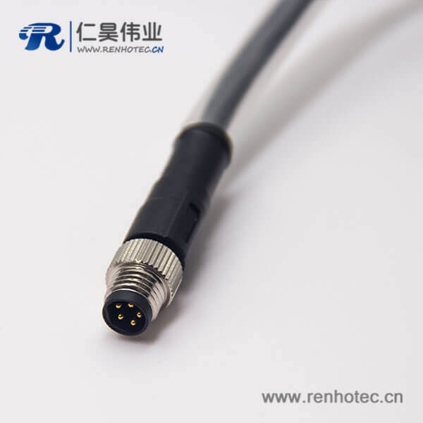 m8公头 螺纹 带线直式单边5芯插头线束 m8公头 螺纹 带线直式单边5芯插头线束