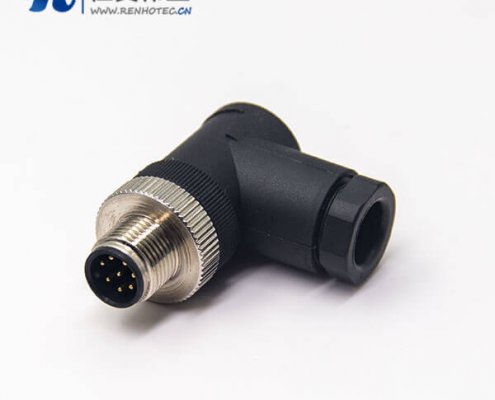m12 传感器接线插头弯式公头组装式接线