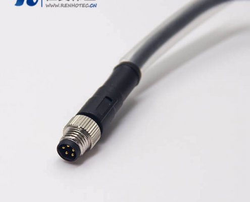 m8公头 螺纹 带线直式单边5芯插头线束