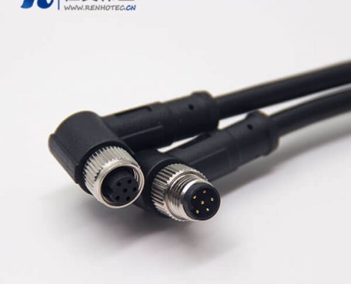 m8塑胶公母头弯式6芯注塑线A型电缆