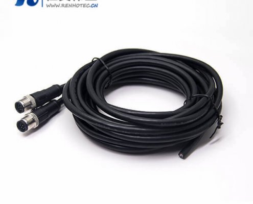 m12电缆插头双边直式8芯注塑线A型公头