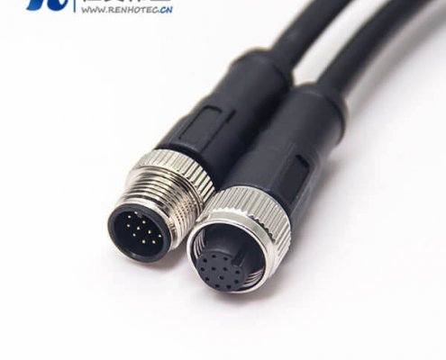 m12电缆接头A型180度公转母12芯传感器