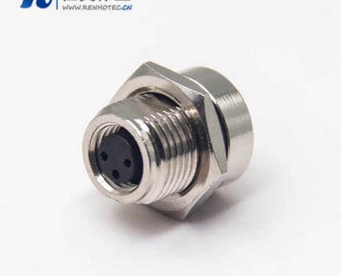 传感器m8接插件直式3pin母头插座前锁板防水接头PCB板安装