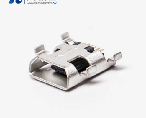 micro接口 usb母座5针SMT沉板H1.60 B型四脚DIP7.15