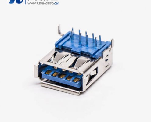 usb3.0母座接插件母头弯式type a弯脚DIP插板