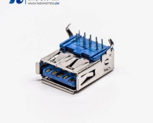 usb3.0a型母头弯式蓝色胶芯弯脚DIP插板