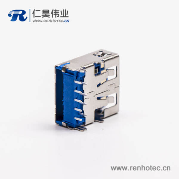 usb3.0蓝色接口type a母座弯头穿孔插板带鱼叉脚 usb3.0蓝色接口type a母座弯头穿孔插板带鱼叉脚