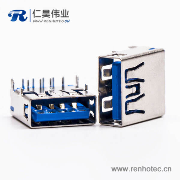 usb3.0蓝色接口type a母座弯头穿孔插板带鱼叉脚 usb3.0蓝色接口type a母座弯头穿孔插板带鱼叉脚