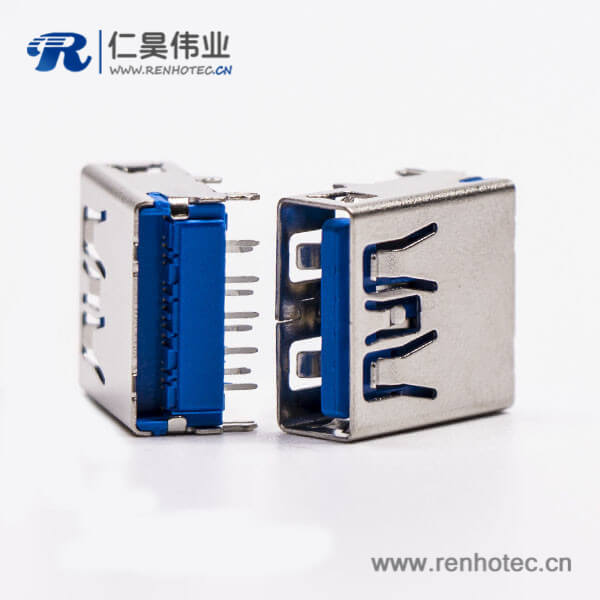 usb3.0蓝色接口type a母座弯头穿孔插板带鱼叉脚 usb3.0蓝色接口type a母座弯头穿孔插板带鱼叉脚