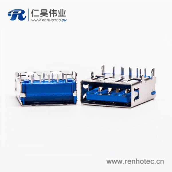 usb3.0蓝色接口type a母座弯头穿孔插板带鱼叉脚 usb3.0蓝色接口type a母座弯头穿孔插板带鱼叉脚