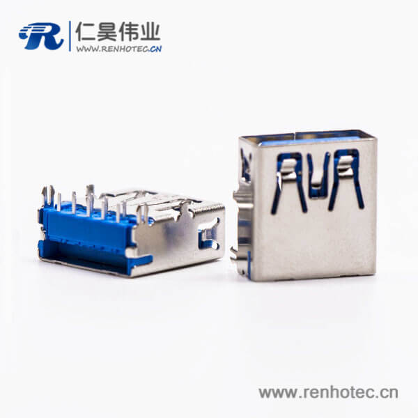 usb3.0蓝色接口type a母座弯头穿孔插板带鱼叉脚 usb3.0蓝色接口type a母座弯头穿孔插板带鱼叉脚