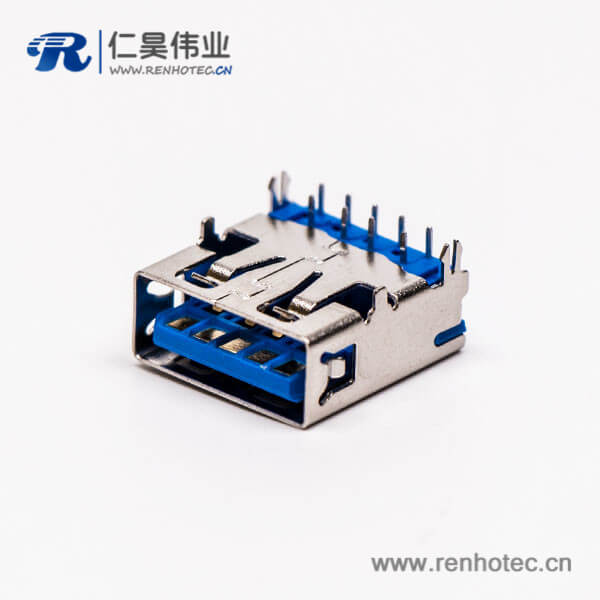 usb3.0蓝色接口type a母座弯头穿孔插板带鱼叉脚 usb3.0蓝色接口type a母座弯头穿孔插板带鱼叉脚