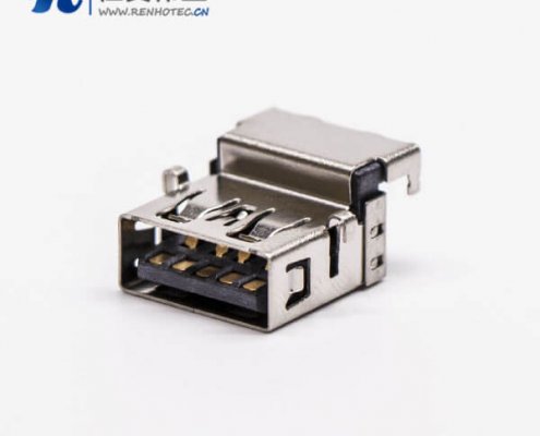 usb3.0母头沉板弯式加高两脚插板接PCB板