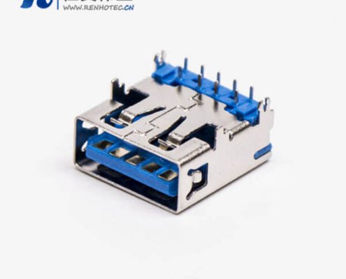 usb3.0母座接插件弯式dip四脚带鱼叉脚