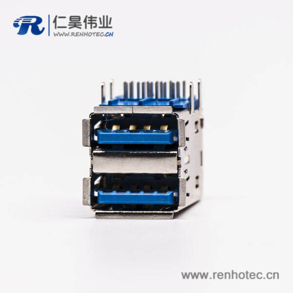 usb3.0双排母座type a弯头蓝色胶芯插板 usb3.0双排母座type a弯头蓝色胶芯插板