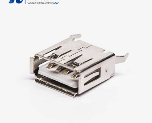 usb/a母座直插接PCB板白色胶芯弯脚