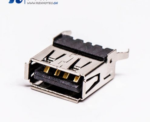 usb type a 母座直式黑胶DIP半包塑壳