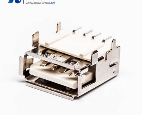 弯头usb母头type a型接插件四脚插板弯头