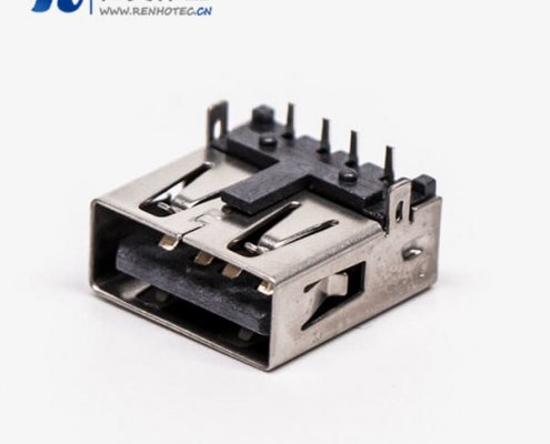 type-a usb母座弯式两脚插板带定位柱接板