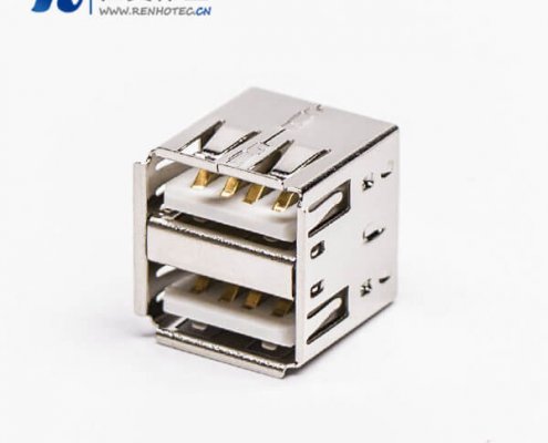 usb双层母座直式插板白色胶芯type a