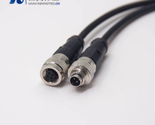 4芯电缆接插件直式公转母组装电缆接头