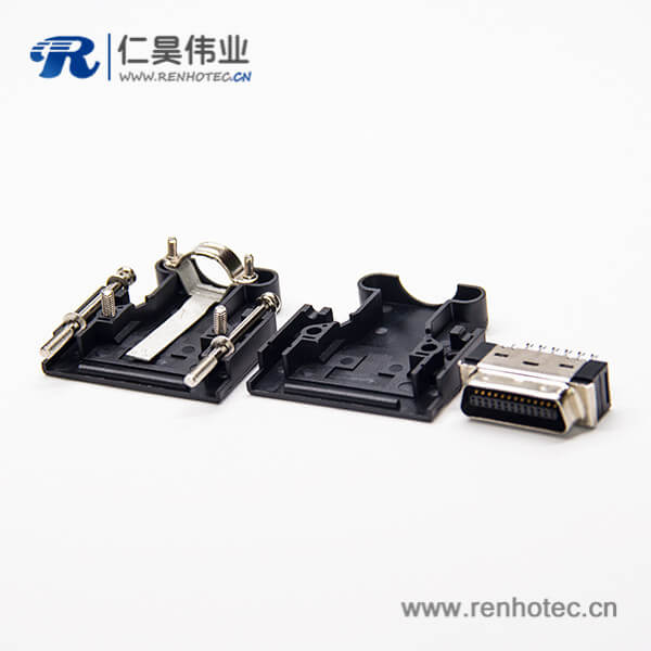 MDR SCSI 接插件 26针螺丝式公头黑色外壳塑料 MDR SCSI 接插件 26针螺丝式公头黑色外壳塑料