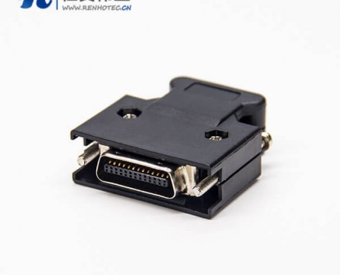 MDR SCSI 接插件 26针螺丝式公头黑色外壳塑料