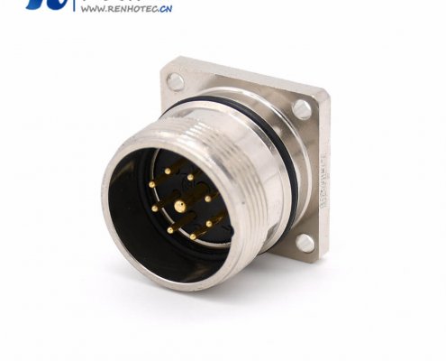 方型接插件 M623 9芯直式公头接线四孔法兰插座