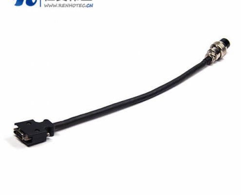 SCSI 接插件HPCN型14芯公头螺丝锁接式接插件转GX 15芯母头直式航空插头线材1米